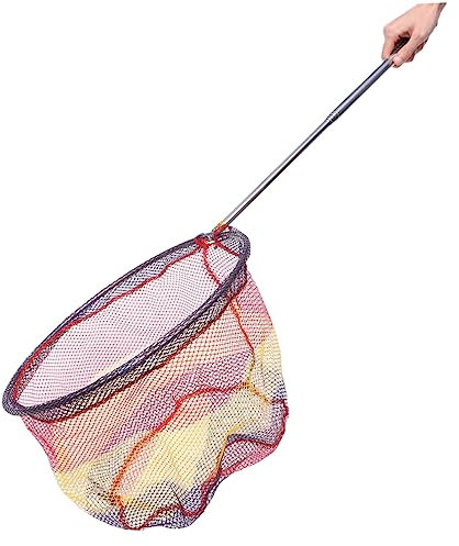 WOONEKY Folding Fishing Net Pole Stainless Steel Mesh Spoon-net for Easy Fish Carp Catching