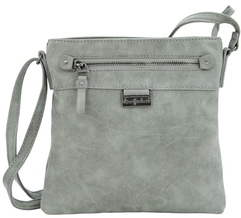JENNIFER JONES Damen Handtasche - Kleine Umhängetasche - Crossbody Bag mit verstellbarem Schultergurt (Grau)