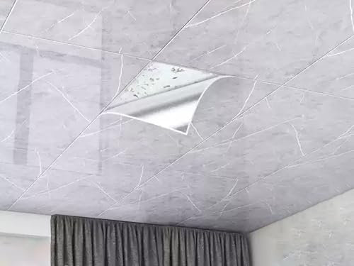 Deckenpaneele deckenplatten Graue Drop Deckenpaneele Als Ersatz, Badezimmer Duschdeckenfliesen, 2,8mm Dicke PVC Tapete Für Abdecken Schlechter Wände, Home Office Hintergrund/Wandverkleidung(20 Pack)