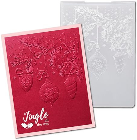 arriettycraft 3D-Prägeschablonen aus Kunststoff für Weihnachtskarten, immergrün, Prägeschablone für Geschenkanhänger, Papierbasteln, Heimdekoration, 12,7 x 17,8 cm