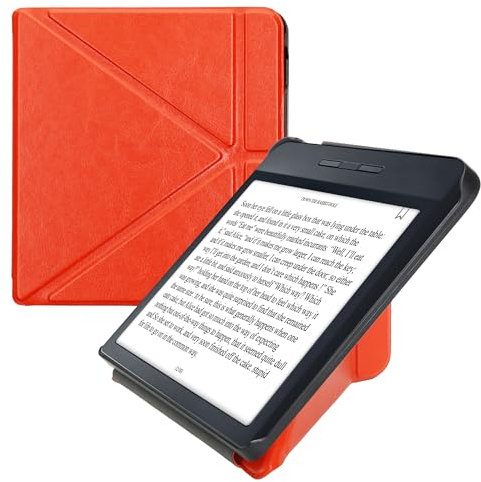 kwmobile Étui Compatible avec Kobo Libra H2O Coque - Étui à Rabat magnétique Tablette eReader Similicuir - Orange