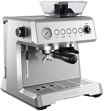 LISHAOHU Cafetière avec Moulin, Cafetière Automatique Fraîchement Moulue, Pression Haute Intensité De 20 Bars + Baguette À Vapeur for Mousse De Lait, Contrôle Précis De La Température PID