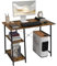HOMCOM 100cm Computer Desk with Storage, Industrial Home Office Desk with 2 Tier Shelves and Steel Frame, Computer Table for Study Room, Rustic Brown