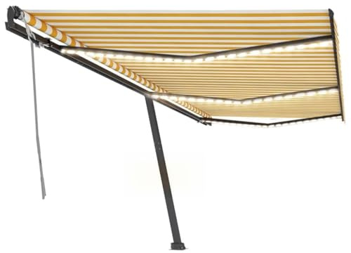 Manuell versenkbare Markise mit LED 600x350cm Gelb und Weiß