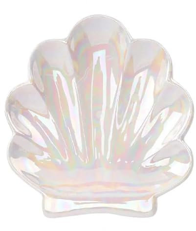ZHOUXYFDC Muschel Schmuckplatte Shell Jewelry Dish Tray Jewelry Ring Holder Ceramic Seashell Shape Engagement Wedding Ring Jewelry Plate Trinket Dish