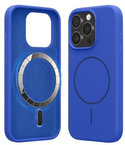 kwmobile Handyhülle für Apple iPhone 15 Pro - Hülle für MagSafe - Hülle für iPhone 15 Pro Case - Silikon Rückseite magnetisch in Baltik Blau