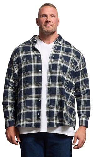 BadRhino Big & Tall Blue & Green Brushed Checked Shirt - Men's - Plus Size Curve