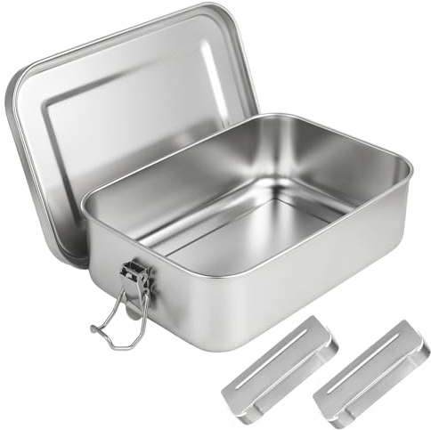 IMALPQPP Fiambrera acero inoxidable con compartimentos – 1400 ml lunch box adultos, resistente, ideal como fiambreras comida trabajo y también adecuada como fiambrera acero inoxidable infantil