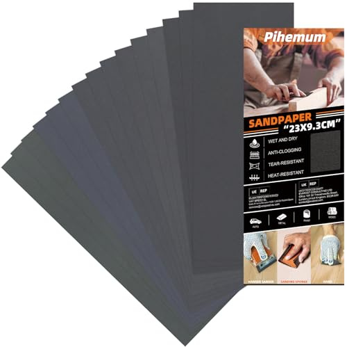 15 PCS Wet Dry Sandpaper 1000-5000 Grit Sheets for Polishing & Finishing | 9 x 3.6 Inch Sand Paper Assortment Pack, Silicon Carbide Abrasive, Grit Marked Sheets, Wood, Metal & Automotive Polishing
