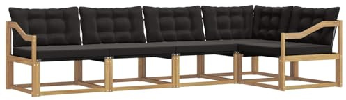 vidaXL Outdoor-Sofagarnitur mit Kissen 5 pcs Weiß und Schwarz, Moderne Gartenmöbel, Sofa-Kollektion und robuste Terrassenbestuhlung, gemütliche Lounge-Einheit