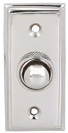 Wired Brass Doorbell Chime Push Button in A29 Polished Nickel Finish, 2 1/2 x 1 1/8 inch, Vintage Decorative Door Bell with Easy Installation