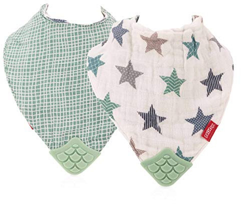 Nuby - Musselin Lätzchen mit Beißecke - 3M+, Grün