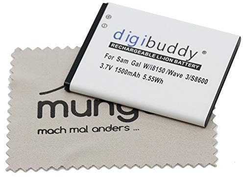 Ersatz Akku für Samsung Xcover (S5690), Galaxy W (i8150), Wave 3 (S8600) (Ersetzt Originalakku EB484659VU) OTB mit mungoo Displayputztuch
