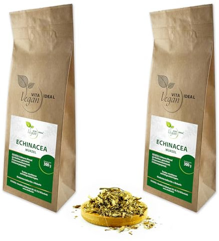 VITA IDEAL Vegan® ECHINACEA - Wurzel 2x 300g geschnitten & getrocknet - Echinacea Purpurea - PURPURSONNENHUTWURZEL - Purpursonnenhut Kräutertee & Aufguss. Natürlich, pflanzlich & ohne Zusatzstoffe.