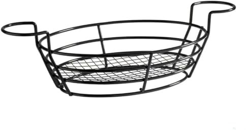 APS 40604 Servierkorb -BURGER + FRIES-, 39,5 x 20 cm, H: 11 cm, Metall, schwarz, mit 2 Haltern für