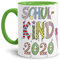 Tassendruck Geschenk Tasse zur Einschulung für Kinder mit Spruch - SCHULKIND 2020 - Geschenkidee zum Schulanfang/Erinnerung Schulbeginn/Erstklässler 2020 Mädchen - Innen & Henkel Hellgrün