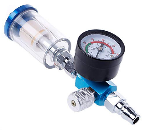 Pneumatic Spray Regulator Gun 1/4 Air Pressure Gauge with in-Line Water Trap Air Filter Separator Pressure Gauge Combination Tool Kit for Spray Paint Guns
