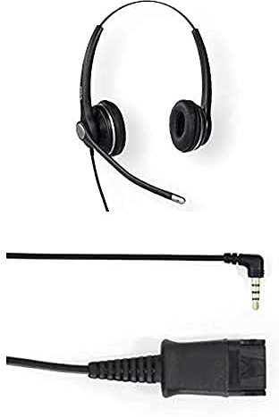 Snom A100D + ACPJ Binaural Headset Bundle for Telephones/Smartphone, Connectors RJ11/3,5mm jack adapter incluced. with High Qaulity, quick Release cable, wireles EHS module upgradable