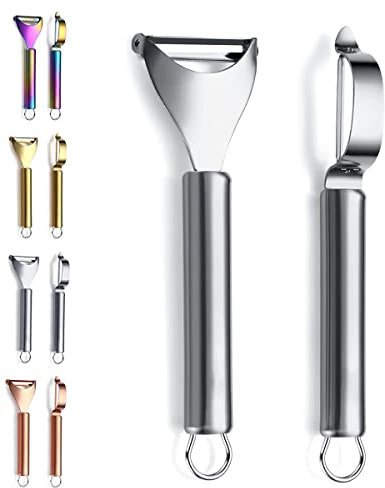 Kyraton Potato Vegetable Peeler, Stainless Steel Apple Fruit Veggie Peeler, Peelers for Kitchen Ergonomic Non Slip Handle Dishwasher Safe, Set of 2