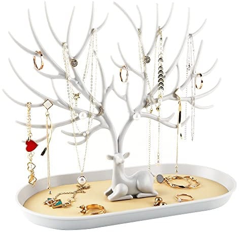 MORE&LESS Geweih Schmuck Displayständer Baum Turm hängende Aufbewahrungsstücke Ringe Ohrringe Halsketten Armbänder