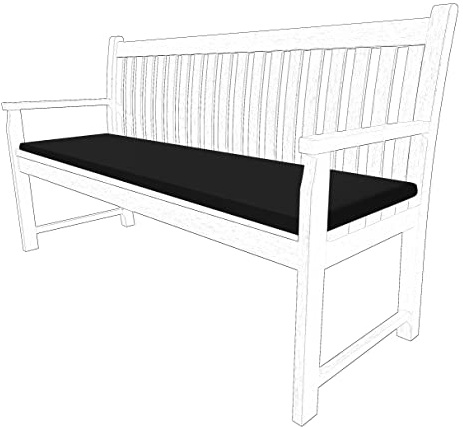 iSTYLE MODE BETTER HOME CHOICE 2 3 & 4 Seater Outdoor Garden Bench Cushion Water Resistant Patio Furniture Rectangle Bench Cushion Comfortable Seat Pad Soft Non-Slip Furniture Pad (Black, 4 Seaters)