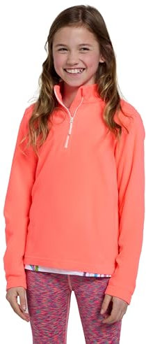 Mountain Warehouse Camber II Kids Half-Zip Fleece - Lightweight & Breathable Microfleece Sweatshirt, Boys & Girls - Spring Summer, Outdoors, Travelling & Hiking Fiery Coral Kids Size 9-10 Years
