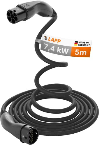 LAPP MOBILITY Helix Câble de recharge 5m type 2 7,4 kW/auto-enrouleur / 32 A/monophasé/Câble de recharge pour voiture électrique/Mode 3