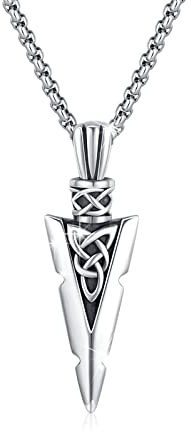 MEDWISE Pfeilspitze Kette 925 Sterling Silber Keltische Kette Herren Anhänger Pfeil Halskette Keltische Schmuck Weihnachts Geschenke für Herren Sohn Teenager Damen Frauen Mädchen Geschenke