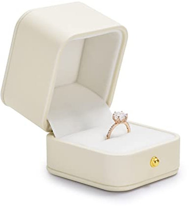 Oirlv Pu Leder Ringbox Milch Weiß Schmuckbox Geschenkbox für Hochzeit Vorschlag Verlobungs Jahrestag Valentinstag