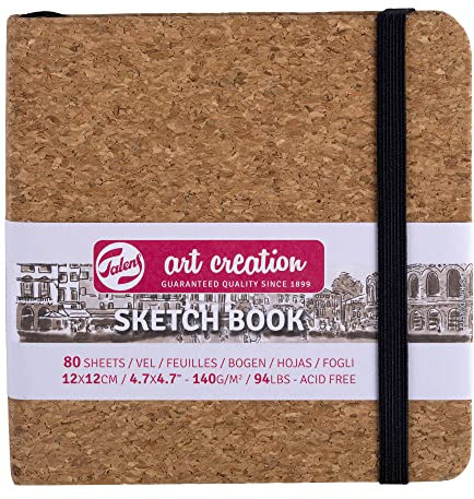 Talens Art Creation Skizzenbuch Kork - 12x12 cm - 140 g/m² - 80 Blatt - Vielseitiges Zeichenpapier für Bleistift, Pastell und mehr
