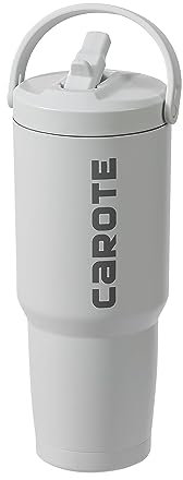 CAROTE Edelstahl Trinkflasche mit Strohhalm 960ml, VakuumThermosflasche mit flexibler Kappe,auslaufsicherem, BPA-Frei, Isolierflasche doppelwandig für heiße und kalte Getränke