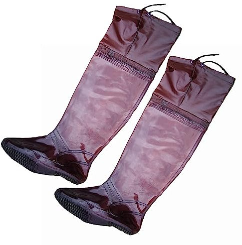 Stivali A Coscia da Pesca Trampolieri for Uomo E Donna, Scarpe da Wading in PVC Impermeabili E Resistenti all'Usura, Stivali da Pesca Lunghi 60 Cm (Color : Red, Size : 38 EU)