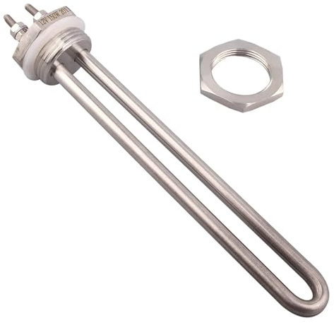 Heizelement 12V Heizelement DC Solar Widerstand U Form DN25 Elektrische Immersion Wasser Element Kessel Heizung 100w 150w 200w (Color : with locknut, Size : 12V_150W)