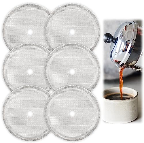 6 Stück Filter für Kaffeepressen Mesh, 2,55in Edelstahl Ersatzfiltersieb für Kaffeedrücker, Wiederverwendbare Edelstahl Mesh-Ersatz für 350ml / 12 Oz / 8 Tassen French Press Kaffeemaschinen
