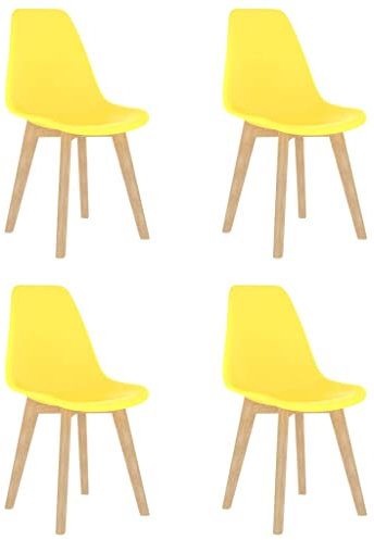 MNISDFL Küchenstühle Bequemer Lesesessel Wohnzimmersessel Esszimmerstühle 4 STK. Gelb Kunststoff