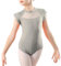 Happy Cherry Ballettkleidung für Mädchen Ballettbody Baumwolle Ballettanzug Kinder Ballett Trikot Kurzarm TanzBody Turnanzug Grau 9-10 Jahre