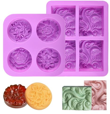 VOSSOT Pack de 2 moldes de silicona para jabón, moldes rectangulares de silicona, moldes de jabón caseros, moldes de jabón hechos a mano para jabón, moldes para bricolaje, pasteles
