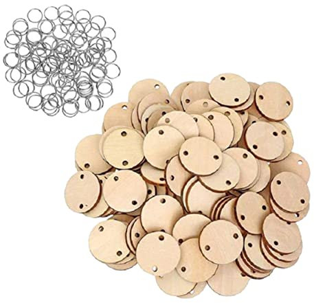 Yardenfun 50st Kalender-erinnerungstafel Holzkalender Geburtstag Geburtstagskalender Scheiben Geburtstag Boards Tag Runde Holzkreise Runde Holzscheiben Mit Löchern Metall Dekorationen Leer