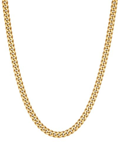 VEXXS Panzerkette Kubanisch Edelstahl 18 Karat Vergoldet 4mm halskette Herren Kette01
