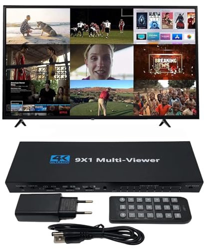 4K HDMI Multi-Viewer Switch 9x1/Screen Divider/Switch | 1080p / 4K @30Hz | 10 modes de visualisation Support Audio Sync Output for Security Camera, Gaming Consoles
