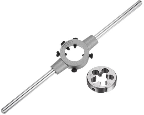 QUARKZMAN Juego de Llaves de Mango para Terrajas, Terraja Redonda 5/8-18 UNF y Porta Terrajas de 38mm (Compatible con 1/2-5/8 (UNC/UNF) / Métrica M12-M14)