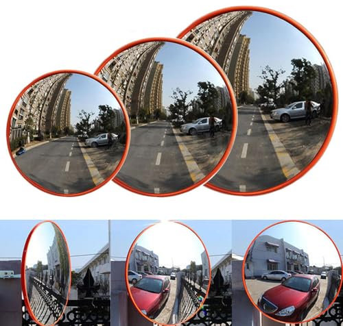 Safety Mirror, Convex Mirror for Driveway, Unbreakable Traffic Mirror Security Surveillance with Bracket, 45cm Blind Spot Mirror for Warehouse Store Office Garage Safety, 130 Degree Wide Angle