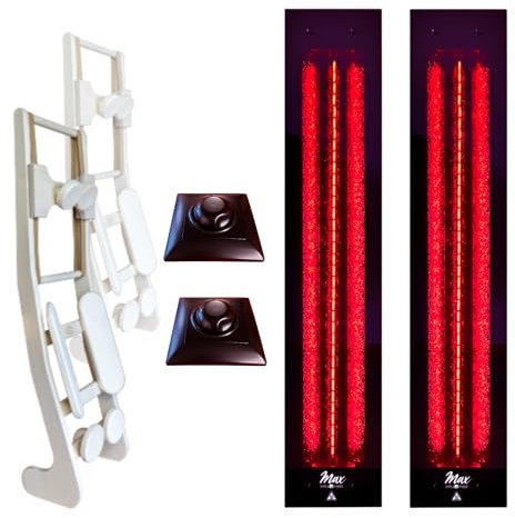 SET frameless InfraROTmed MAX© Tiefenwärmestrahler 2x500W + 2x Regler icon eco1, 2x Lehne, Infrarotstrahler für Sauna und Infrarotkabine, Vollspektrumstrahler (2x500W + 2x Regler + 2x Lehne)