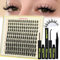 Goddvenus Manga Individual Eyelashes Kit Natural Cluster Lashes Kit Wispy Lash Clusters Anime Eyelash Clusters Japanese Style Lashes Individual Cluster DIY Eyelash Extensions Kit (8-16mm D Curl)
