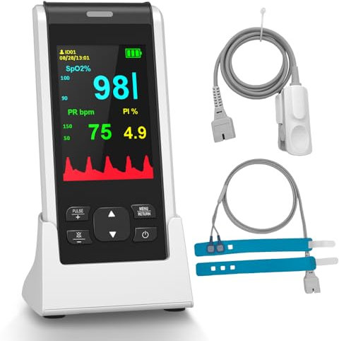 HealthTree Handheld Pulse Oximeter, Rechargeable Oxygen Monitor,Fingertip Blood Oxygen Saturation Monito for Kids and Adults Checking with SpO2 Level, Heart Rate and Perfusion Index