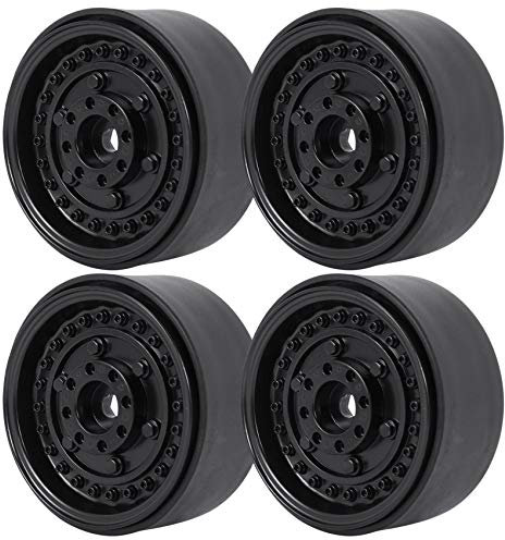 Janasiba 4 StüCk Metall 1,9 Beadlock Rad Felgen Nabe für 1/10 Rc Crawler Auto Scx10 90046 Trx4 D90, Schwarz