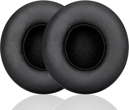 Earpads Cushions Replacement for Beats Solo 2 & Solo 3 Wireless On-Ear Headphones, Solo2 Solo3 Ear Pads with Soft Protein Leather, Added Thickness (Black)