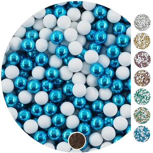 EinsSein 1kg Confetti perle di cioccolato Mix 1 cm bianco-blu - matrimonio battesimo nascita comunione confettata cresima nascita confettis alla laurea decorazioni bimba bomboniere senza mandorla