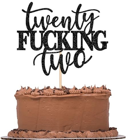 Xsstarmi 1 Pack 22th Birthday Cake Topper Glitter Twenty Fucking Two Cake Pick Cheers to 22 Years Old Cake Decorations for 22 Fabulous Happy 22th Birthday Party Supplies