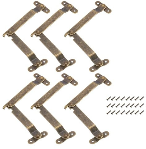 QUARKZMAN 6 Piezas Bisagras de Soporte Plegables para Tapa, Bisagras Giratorias de 180 Grados de Hierro, Bisagras de Estancia para Armario Cajas de Madera, Mediano
